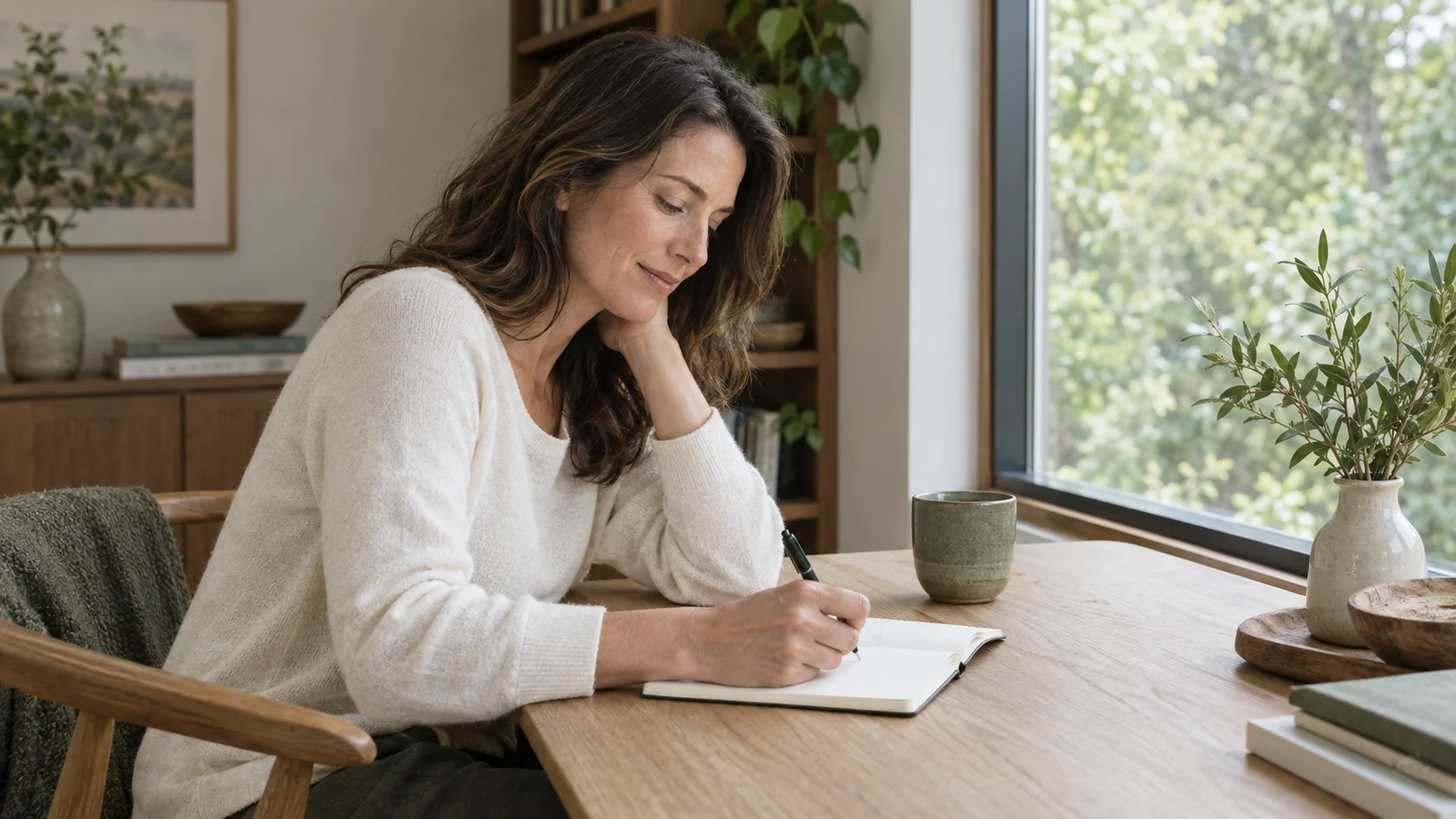 A quiet moment writing in a private journal